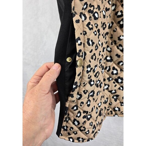 Jacket Vest Quilted Leopard Print 4X Kim Rogers Black Stretch Sides Zip Front - Picture 10 of 13